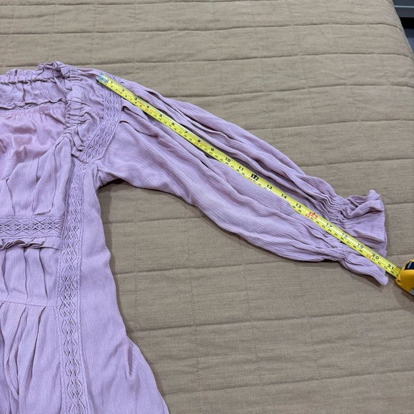 Free People Magdalia Maxi Dress Pale Mauve Long Sleeve Crochet Lace - Picture 7 of 9